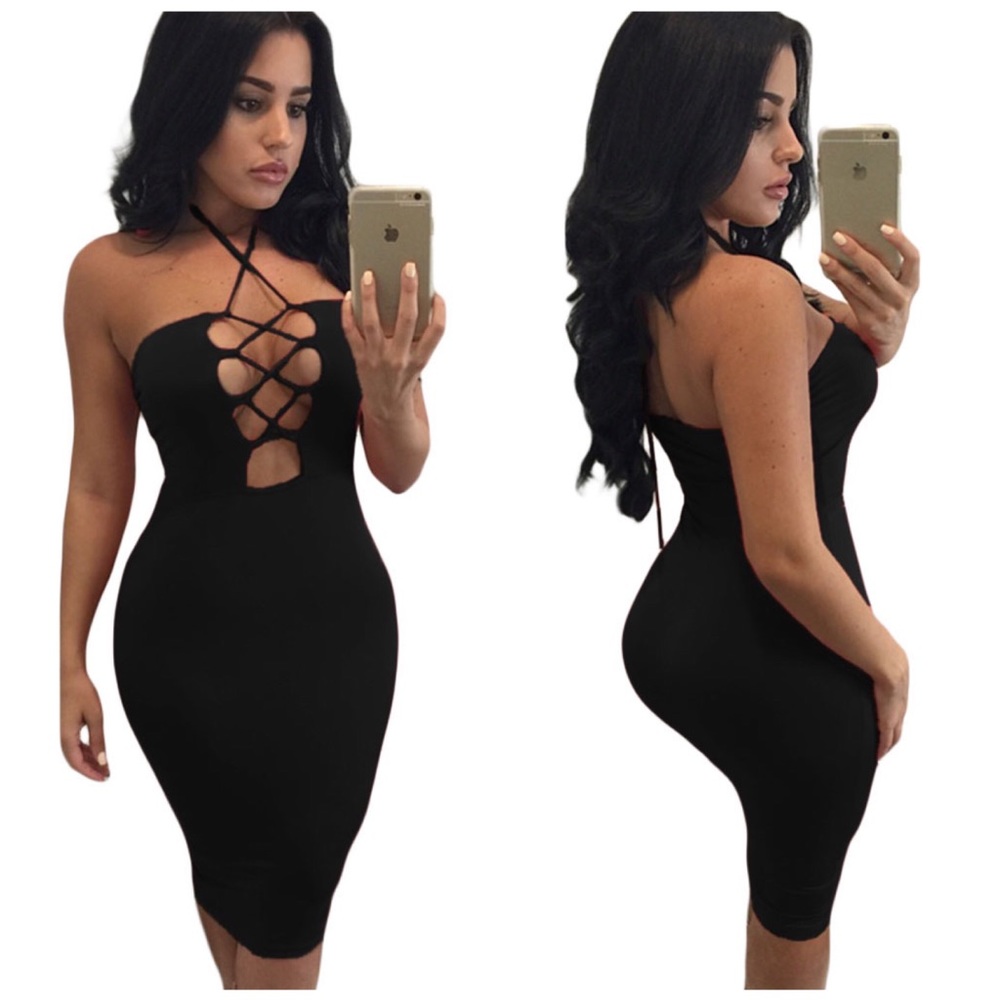 Sexy Black Halter Dress